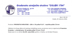 PRVENSTVO HRVATSKE – 100 m VK puška P.A.P. i vojnička puška 7,9 mm